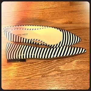 Blue and White Stripped Flat Shoe